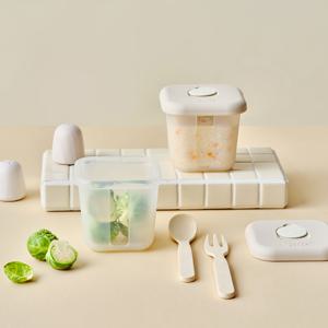 베이비 실리콘 이유식 용기 280mL 2조 세트 (아몬드밀크)