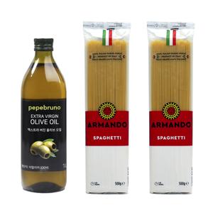 페페브루노 엑스트라버진 올리브오일 1L + 아르만도 스파게티 500g x 2