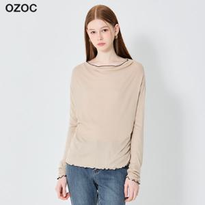 배색 여리 골지 티셔츠