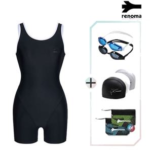 여성 베이직 2부 U백 반신 수영복수경수모세트 LS2F861SET_BK