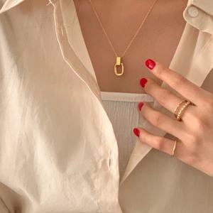 (써지컬) Two ellipse necklace N 47 실버925 은목걸이 커플목걸이 여성목걸이