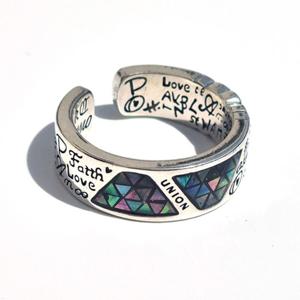 [브리치] 리즈타라 / 실버 925 블랙 자개 레터링 은 반지  커플 남자 여자