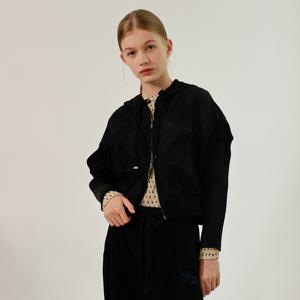 yoyoyoy여성[최초가 177000원] 조각 플리츠 후드 집업 블랙_AJ08WNPJP01