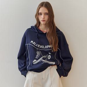 스니커즈 레터링 루즈핏 후드 티셔츠