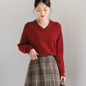 (~XXL까지) 바토센벨 브이넥 니트 간절기 겨울 루즈핏 데일리 일상 캐쥬얼 출근룩 베이직 빅사이즈