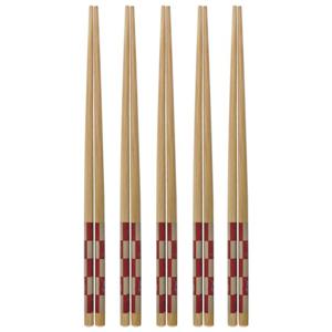 체크 대나무 젓가락 24cm 5세트 우동젓가락 원목젓가락 대나무젓가락 전사젓가락 나무젓가락