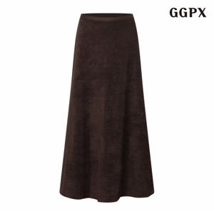 정상가:79,000원 ㅣ 심플 A라인 벨벳 롱 스커트 (GPCWH023D)