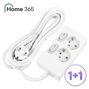 1+1 홈365 국산 개별 스위치 멀티탭 2구 3M / 16A 접지 절전형 멀티콘센트