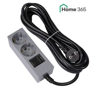 홈365 국산 과부하차단 멀티탭 2구 5M 그레이 블랙/ 16A 접지 절전형 멀티콘센트