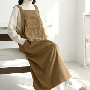 [하프클럽/567스타일]겨울 코듀로이원피스 롱 루즈핏 멜빵 골덴 빅사이즈원피스 임산부 만삭 77