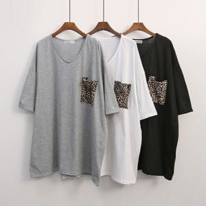 [브리치]  / 빅사이즈티 G451L509 레오파드포켓7부면티 NO