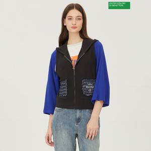 아울렛 트위드 포켓 니트 후드 집업 BAKV04341_BK