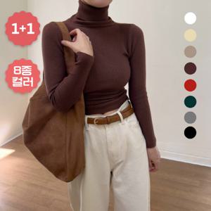 [브리치]  /    단독 1 + 1 멋스러운 슬림핏 골지목폴라 이너니트 8컬러