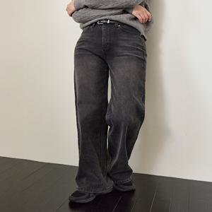 [제작] 퍼그 워싱 히든밴딩 세미와이드 스판 데님 팬츠 84569 빅사이즈 여성의류