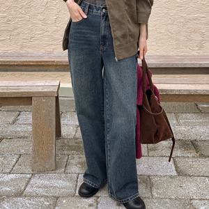 [제작] 루크 뒷밴딩 세미 와이드 데님 팬츠 84199 빅사이즈 여성의류