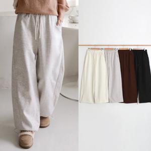 여성 모직 와이드 팬츠 벌룬 스트링 조거 밴딩 울 빅사이즈 가을 겨울 커브드 바지