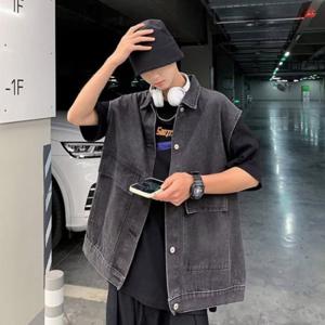 남자 캐주얼 청조끼 데님베스트 카라 디자인 봄 가을 간절기