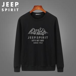 JEEP SPIRIT  남성용 캐주얼 맨투맨 편안하고 라운드넥 긴팔티 티셔츠