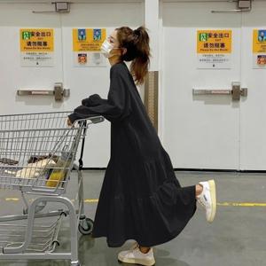 SUTA~4XL 원피스 150kg까지 빅사이즈원피스 봄가을 A자 맨투맨 스커트 얇은/기모