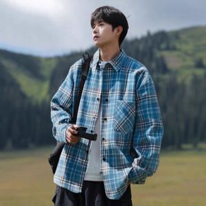남성 캐주얼 체크 긴팔 셔츠 봄가을 루즈핏 남방 봄셔츠 아우터 데일리룩