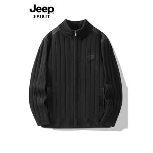 JEEP SPIRIT 남성 니트 가을 루즈핏 캐주얼 집업 긴팔 스웨터