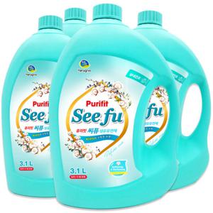 하루그린 퓨리핏 씨퓨 실내건조 웜코튼 3.1L 4개 섬유유연제