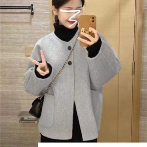 SUTA 코트 고급감 그레이 쇼트 모직코트 여성 가을겨울 신상 소향 헵번풍 두꺼운 모직 코트