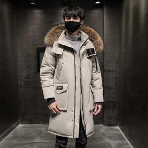 SUTA~3XL 코트 패딩 남성 하프 기장 무릎 두툼한 화이트 오리털 빅 퍼 코트
