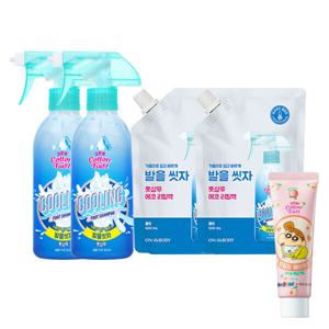 온더바디 코튼풋 발을씻자 풋샴푸 쿨링 본품 385ml 2개+쿨링 리필 500ml 2개 +증정)코튼풋 풋밤크림(짱아)