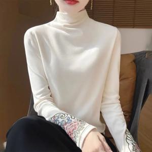 여자 반폴라 캐시미어 긴팔 티셔츠 루즈핏 스판 발열 긴팔티