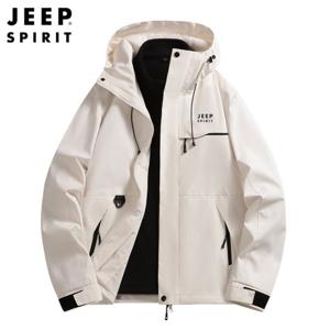 JEEPspirit 남성 분리형 재킷 가을 겨울 3-in-1 두꺼운 투피스 코튼 재킷