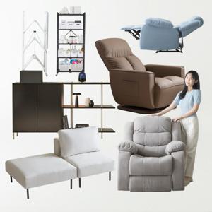 /BEST거실가구/ 파로마 페더 가죽 리클라이너 회전형 좌식 1인소파 / 이동 수납장 선반장 모음