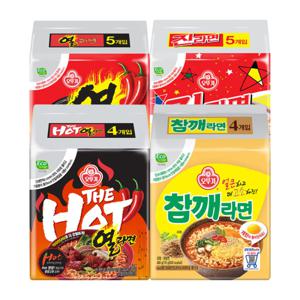 더핫열라면 120G 4개+오뚜기 열라면 120g 5개+오뚜기 진라면 매운맛 120g 5개+오뚜기 참깨라면 115g 4개