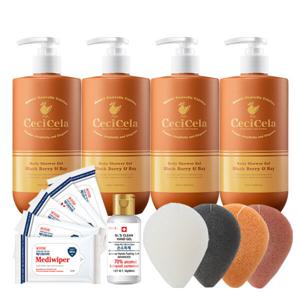 쎄씨쎌라 바디샤워젤 500mlx4+곤약스펀지4개+손소독제