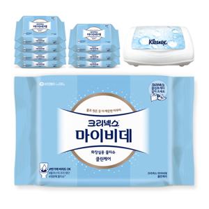 NEW 크리넥스 마이비데 클린케어 46매 8팩 + 용기 화장실 물티슈