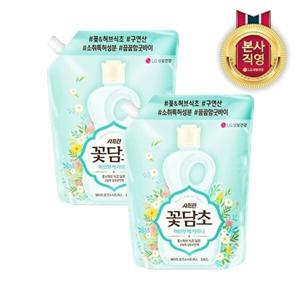 LG생활건강 샤프란 꽃담초 부케가르니 섬유유연제 화이트로즈 리필 1.6L x 2