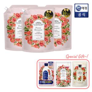 (르샤트라1802)르샤트라 섬유유연제 피오니 1.6L 리필 x 3개 + 생화향기 3종 증정