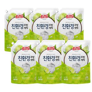 트리오 베이킹소다 담은 친환경 주방세제 산뜻한 라임향 리필 1.2L x6개