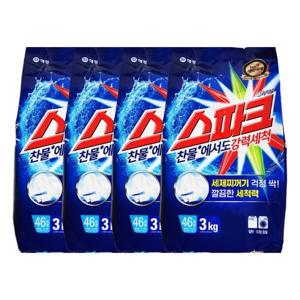 애경 스파크 찬물전용 분말 세탁세제 리필 3kg X 4개