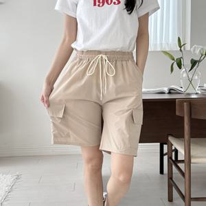 로브 여성 여름 아이스 5부 밴딩 카고 반바지 남여공용