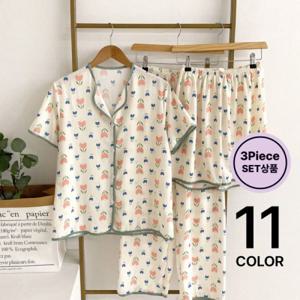 (10%) 여름 잠옷 헤이븐 SET상품 여성 산들 지지미 상하복 3피스 잠옷 세트 11컬러 홈웨어 필수템