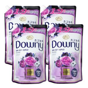 다우니 섬유유연제 생화향기 미스티크 1.35L 리필 4개
