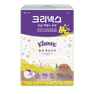 크리넥스 보습에센스로션 150매 3각 화장지 휴지 각티슈