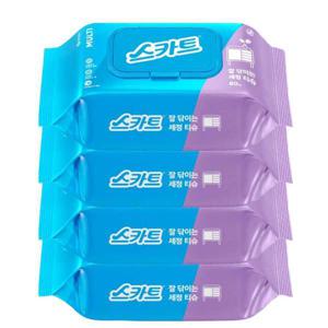 스카트 잘닦이는 세정티슈 물티슈 80매 4팩 청소포 청소티슈