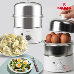 크루거 계란찜기 2단찜기 타이머 올스텐 찜기 KR-EGD2145 전기찜기 스팀찜기 SUS304 스테인리스