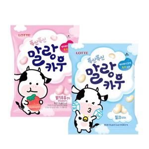 (기타)롯데 말랑카우 밀크 79g 2개 + 딸기 79g 2개