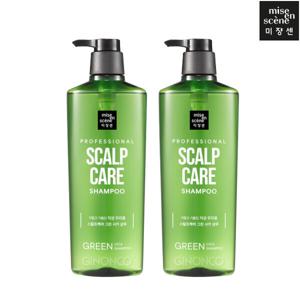 미쟝센 스칼프케어 그린 시카 샴푸 680ml x2 지성 피지 두피 진정 모근 강화