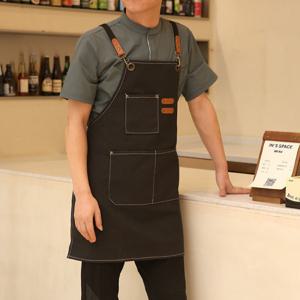 피요르드 블렉 바리스타 원피스 앞치마 카페 주방 미용실 식당 신혼 유치원 이지오 앞치마 제작전문