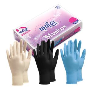 마미손 니트릴장갑 100매 미색 블랙 블루 다용도 요리용 식품 전용 고무장갑