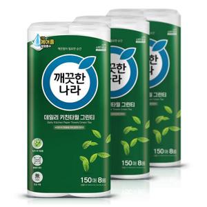 깨끗한나라 그린티 키친타올 150매 8롤 3팩